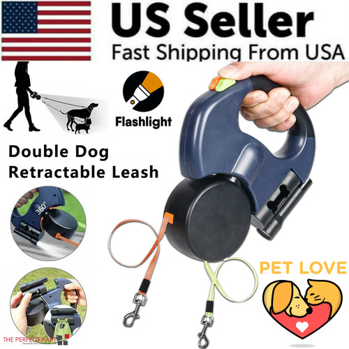 Dual pet leash - leash, retractable